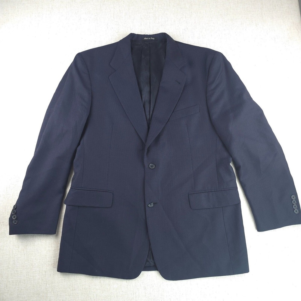 Murano For Dillards Suit Jacket Mens‎ 44 Navy Blue Pinstripe 100% wool Vintage